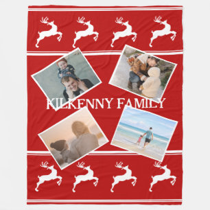 Holiday Christmas photo custom reindeer Fleece Blanket