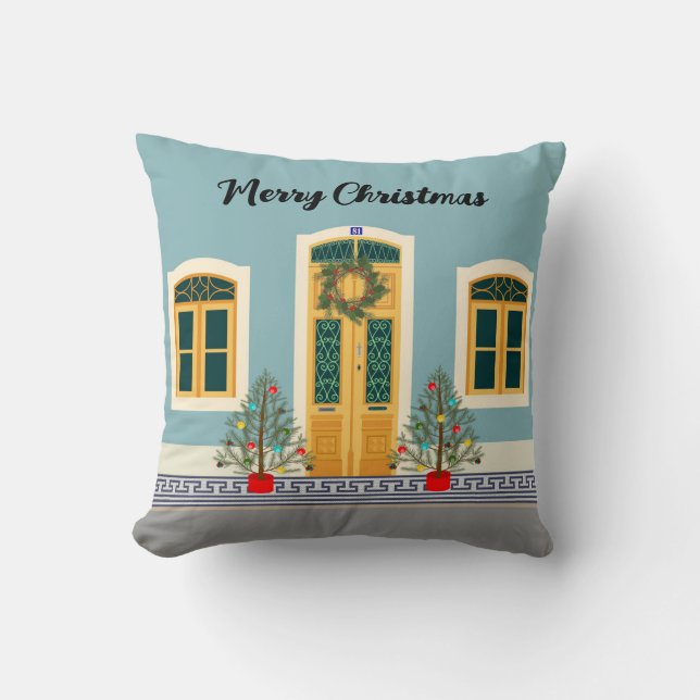 Holiday Christmas Portuguese festive House  Cushion (Front)
