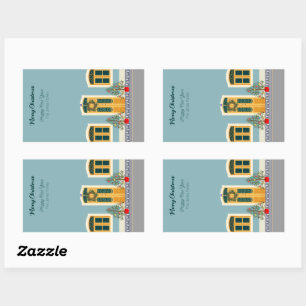 Holiday Christmas Portuguese festive House Rectangular Sticker
