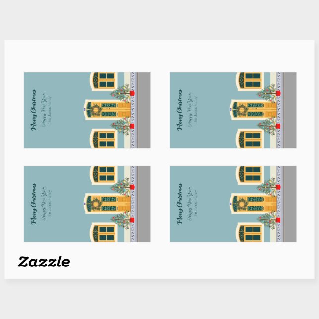 Holiday Christmas Portuguese festive House Rectangular Sticker (Sheet)