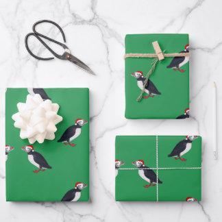 Holiday Christmas puffin bird vintage Wrapping Pap Wrapping Paper Sheet