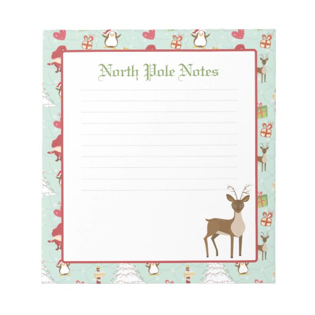 Holiday Christmas Reindeer Lined Notepads (Front)