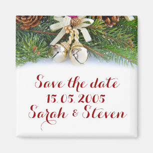 Holiday Christmas Ribbon Save the date Magnet