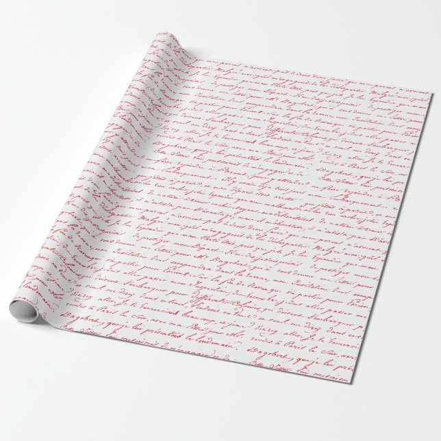 Holiday Christmas Romantic Vintage French Script Wrapping Paper (Unrolled)