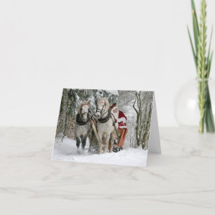 Holiday Christmas Santa Horses Card