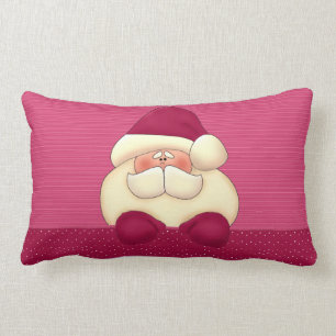 Holiday Christmas Santa in Pink Lumbar Cushion