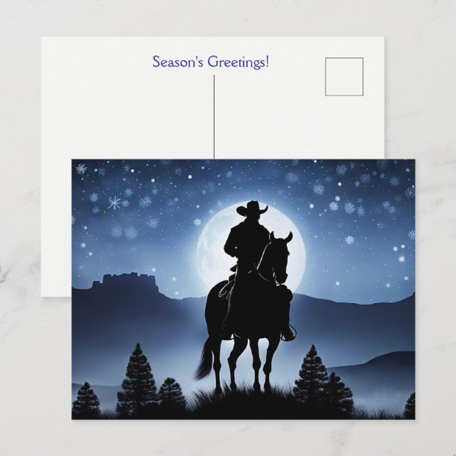 Holiday Christmas Seasons Greetings Cowboy Postcard (Front/Back)