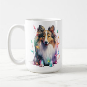HOLIDAY CHRISTMAS SHETLAND SHEEPDOG PUPPY DOG COFFEE MUG