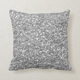 Holiday Christmas Silver Glitter Cushion