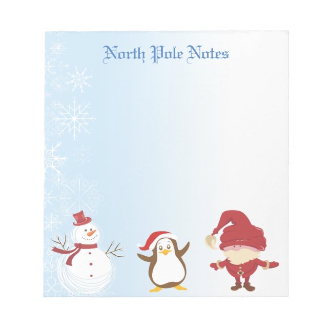 Holiday Christmas Snowman Penguin Santa  Notepads (Front)