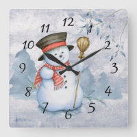 Holiday Christmas Snowman Watercolor Snow 