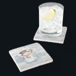 Holiday Christmas Snowman Watercolor Snow Stone Coaster<br><div class="desc">Cute watercolor snowman Christmas coasters.  Adorable.  So cute for your holiday.   See matching products.  Remember,  you can transfer this pattern to anything ‘Zazzle” has available for purchase.  This will make a special keepsake for that “hard to buy person”</div>