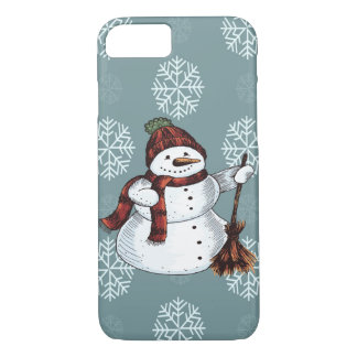 Holiday Christmas Snowman white Red & Grey iPhone 8/7 Case