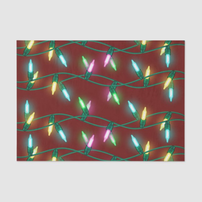 Holiday Christmas String of Lights Multi-Coloured Tissue Paper (Front)