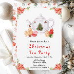 Holiday Christmas Tea Party Red Invitation<br><div class="desc">This elegant and festive holiday tea party invitation features a teapot and gingerbread cookies. In the corners are beautiful red poinsettia flowers. The text combines handwritten script and sans serif fonts for a stylish and modern look. This is perfect for a Christmas brunch or tea party.</div>