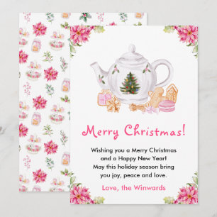 Holiday Christmas Tea Pink Merry Christmas