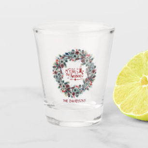 Holiday Christmas 'Tis the Season Script Monogram Shot Glass