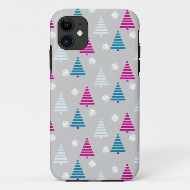 Holiday Christmas tree blue pink simple Case-Mate iPhone Case (Back)