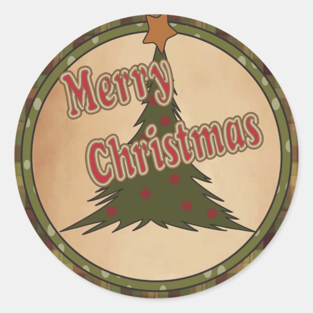 Holiday Christmas Tree Classic Round Sticker (Front)