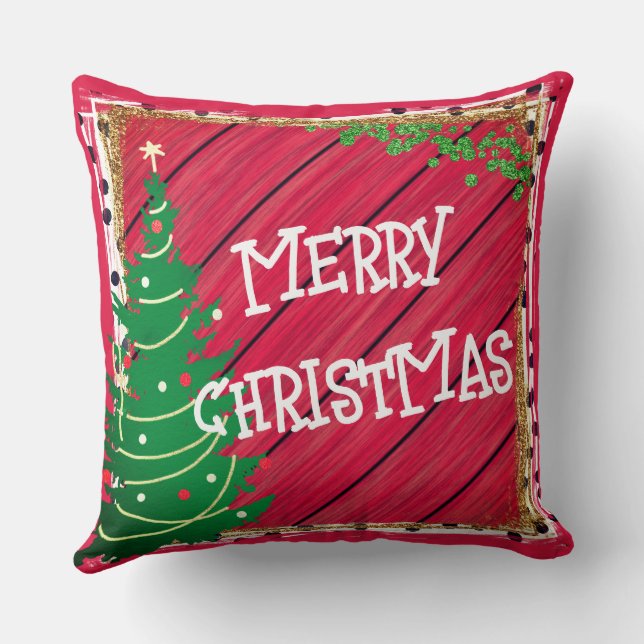 Holiday Christmas Tree - Custom 100% Cotton  Cushion (Back)