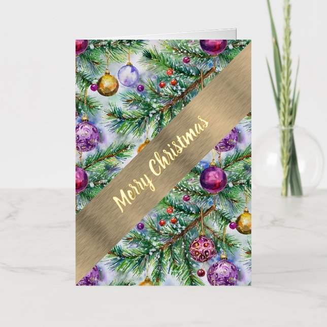 Holiday Christmas Tree Foil Greeting Card (Front)