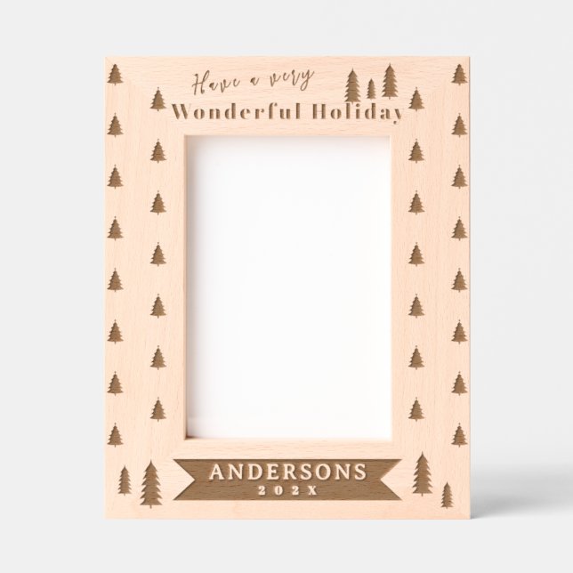 Holiday Christmas Tree Laser Etched Picture Frame (Front)