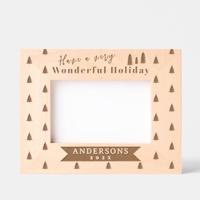 Holiday Christmas Tree Laser Etched Picture Frame (Front)