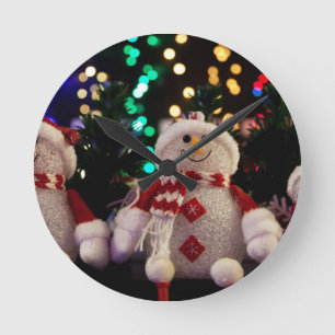 Holiday Christmas Tree Party Destiny Celebration Round Clock