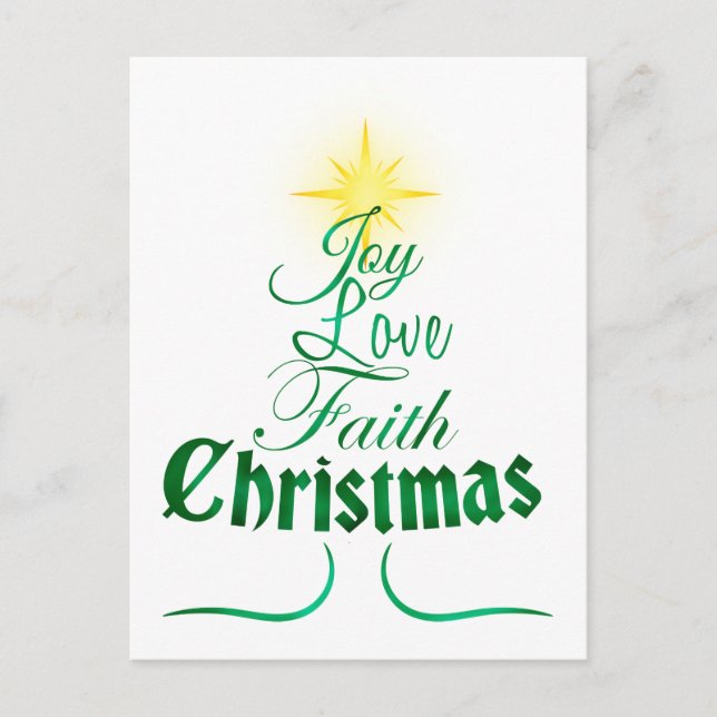 Holiday Christmas Tree Word Art Postcard (Front)