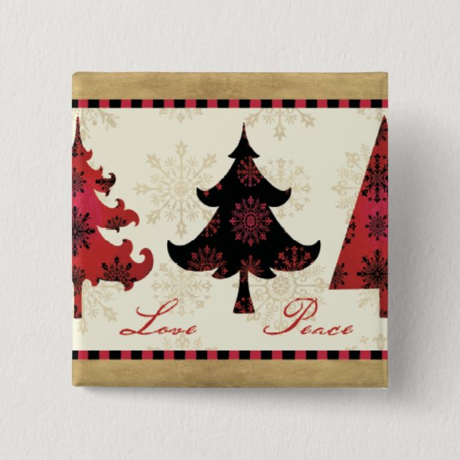 Holiday Christmas Trees 15 Cm Square Badge (Front)