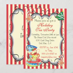 Holiday Christmas Victorian Tea Party Invitation