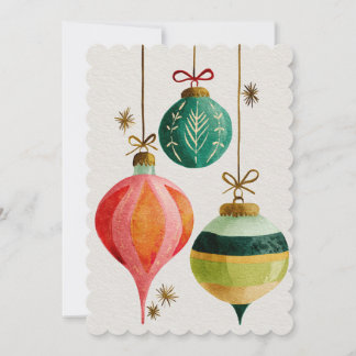Holiday Christmas Watercolor Retro Ornaments 