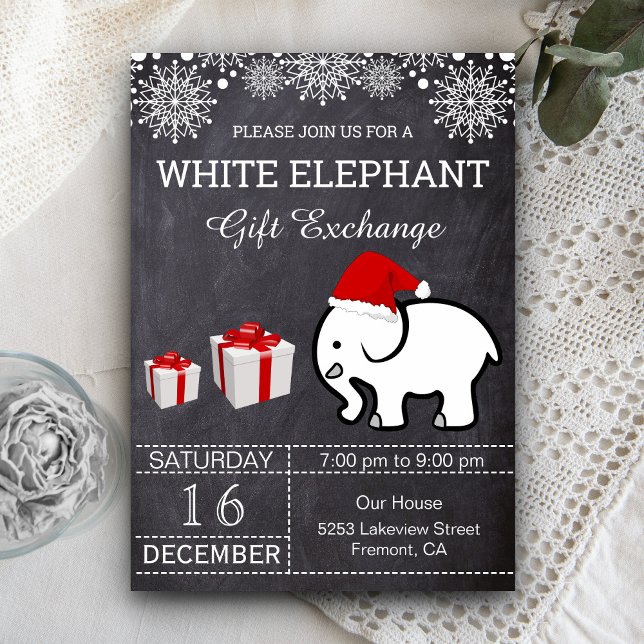 Holiday Christmas White Elephant Gift Exchange Invitation (Creator Uploaded)