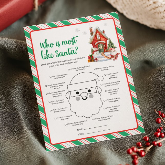 Holiday Christmas Who is Most Like Santa Game (Christmas Party Games)