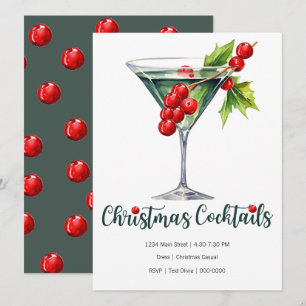 Holiday Christmas with Glass and Berries Card