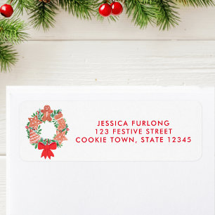Holiday Christmas Wreath Return Address  Label