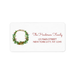 Holiday Christmas Wreath with Pinecone Label