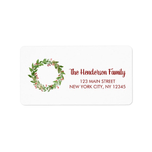 Holiday Christmas Wreath with Pinecone Label (Front)