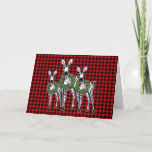 Holiday Christmas  Zebras ,wreath, red plaid