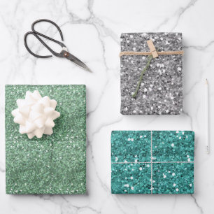 Holiday Chunky Glitter Sequin Christmas Wrapping Paper Sheet