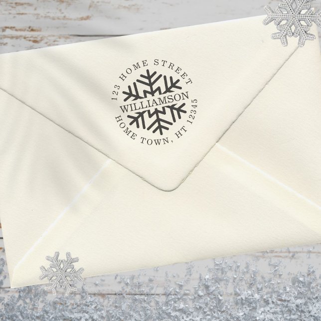 Holiday Circular Snowflake Return Address Self-inking Stamp (Creator Uploaded)