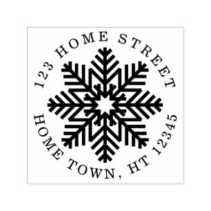 Holiday Circular Snowflake Return Address Self-inking Stamp
