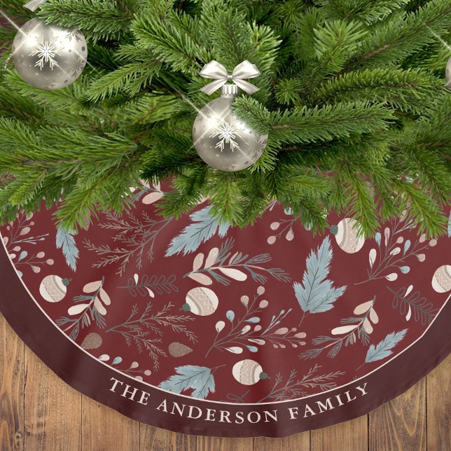 Holiday Classic Floral Winter Greenery Christmas Brushed Polyester Tree Skirt (Creator Uploaded)