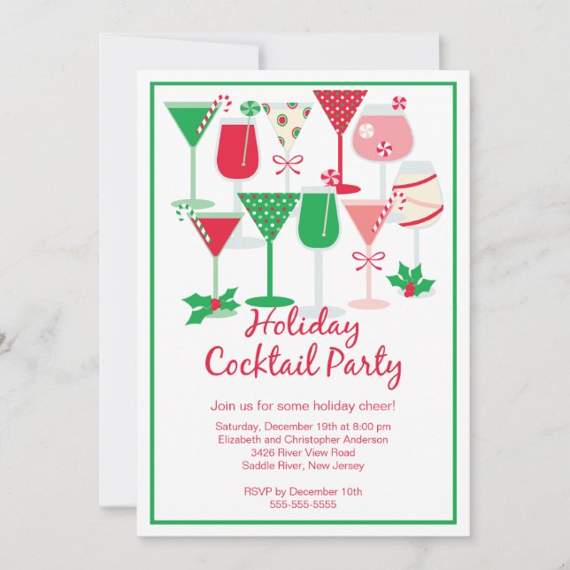 Holiday Cocktail Christmas Party Invitation (Front)