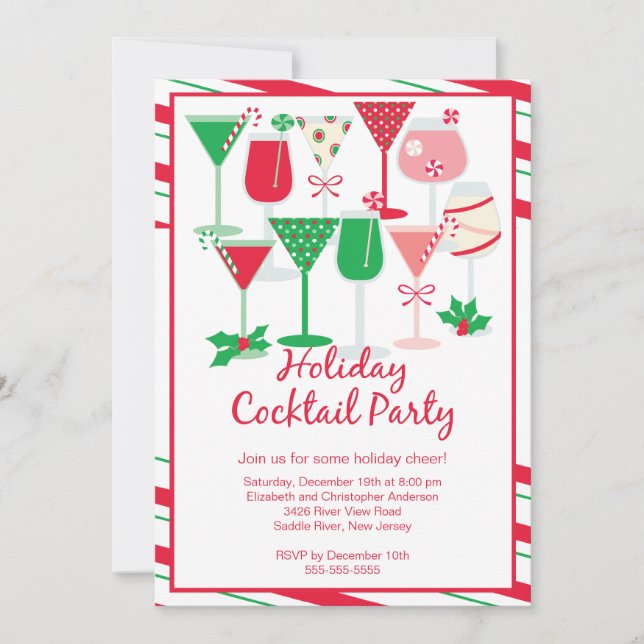 Holiday Cocktail Christmas Party Invitation (Front)