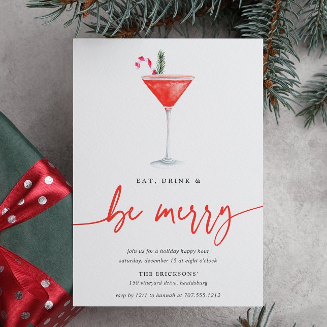 Holiday Cocktail | Eat Drink & Be Merry Party Invitation (Creator Uploaded)