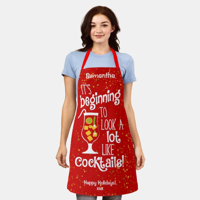 Holiday Cocktail Lover Apron (Worn)