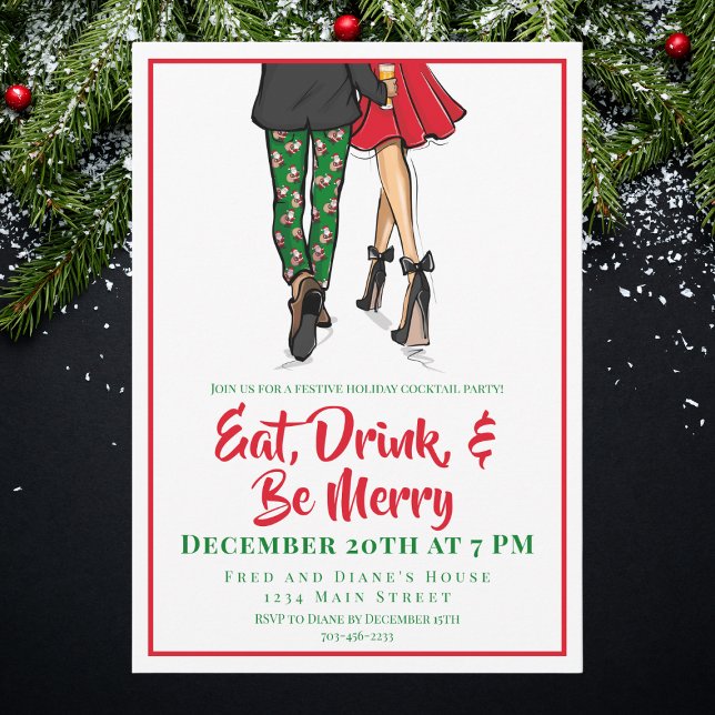 Holiday Cocktail Party Invitation | Festive Couple (Creator Uploaded)