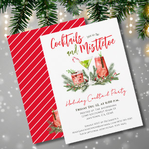 Holiday Cocktail Party Red Green Festive Drinks Invitation