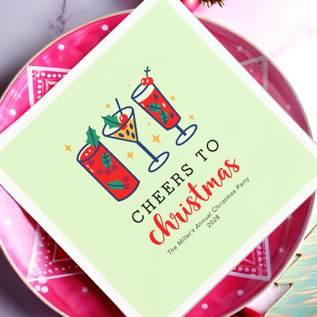 Holiday Cocktails Festive Cheer Christmas Party Napkin (Creator Uploaded)